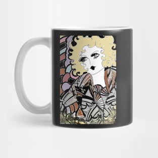 ART DECO 70S GEOMETRIC BLONDE dolly ,, FLAPPER ,House of Harelquin Mug